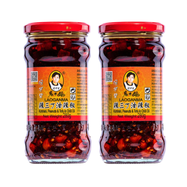 Lao Gan Ma Kohrabi, Peanut, Tofu Chilli Oil 280g (Pack of 2)